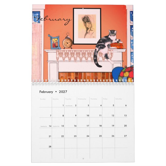 Calendario de gatos 2019 del artista (Feb 2027)