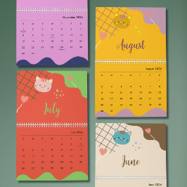 Calendario de Gatos Coloridos Lindos 2026