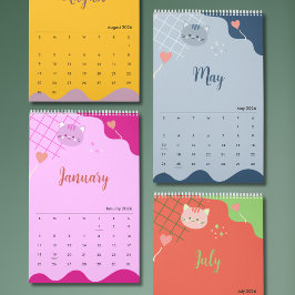 Calendario de Gatos Coloridos Lindos 2026