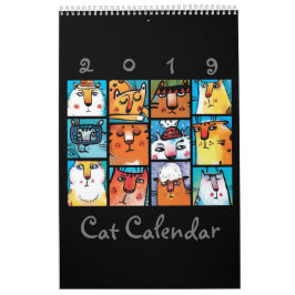 Calendario de gatos ilustrado divertido