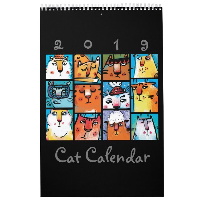 Calendario de gatos ilustrado divertido (Tapa)