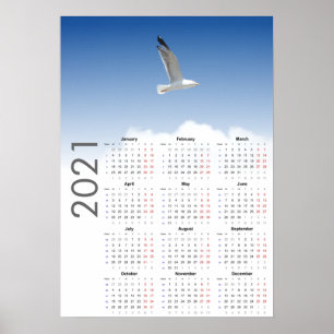 Calendario de Gaviota Póster 2021 - Lunes primero