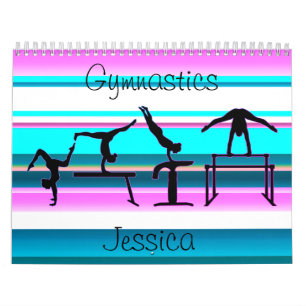 Calendario de gimnasia con rayas pastel