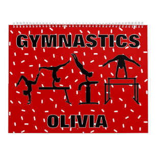 Calendario de Gimnasia Niñas con Purpurina Roja y