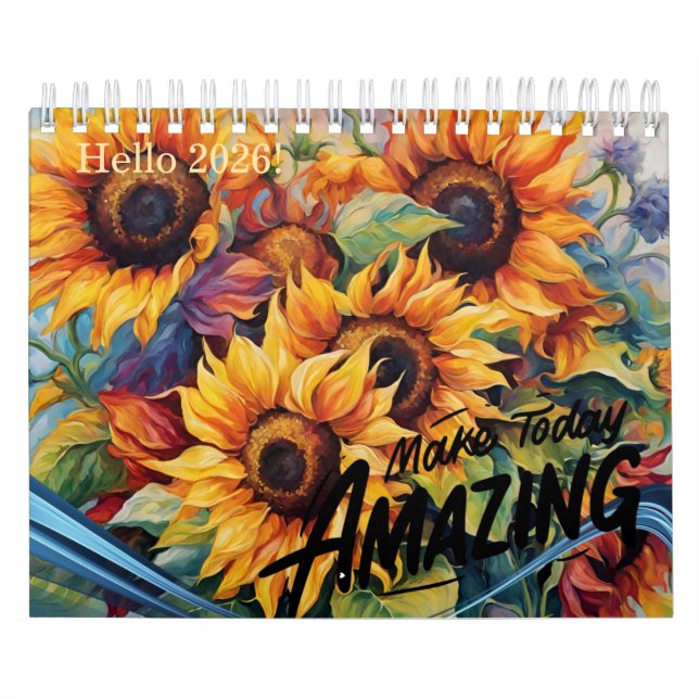 Calendario de girasoles moderno y elegante 2024 Me (Tapa)