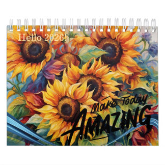 Calendario de girasoles moderno y elegante 2024 Me