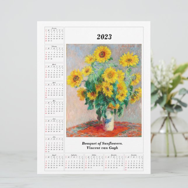 Calendario de girasoles para 2023 (Anverso de pie)
