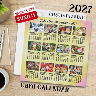 Calendario de gnomo de foto personalizada 2027 que