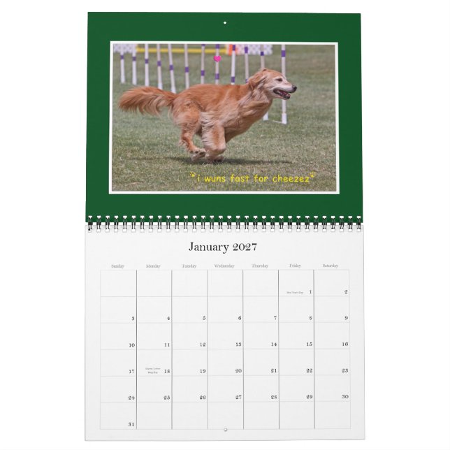 Calendario de Golden Retriever 2012 (Jan 2027)