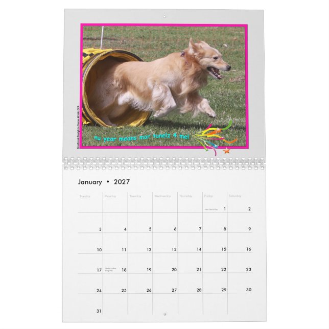 Calendario de Golden Retriever 2015 (Jan 2027)