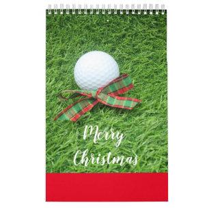 Calendario de golf con césped verde