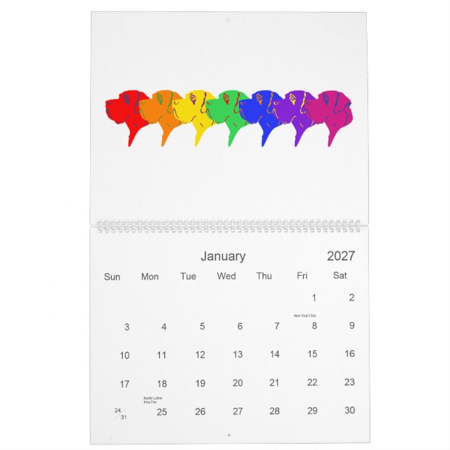 Calendario de Gran Danés (Jan 2027)