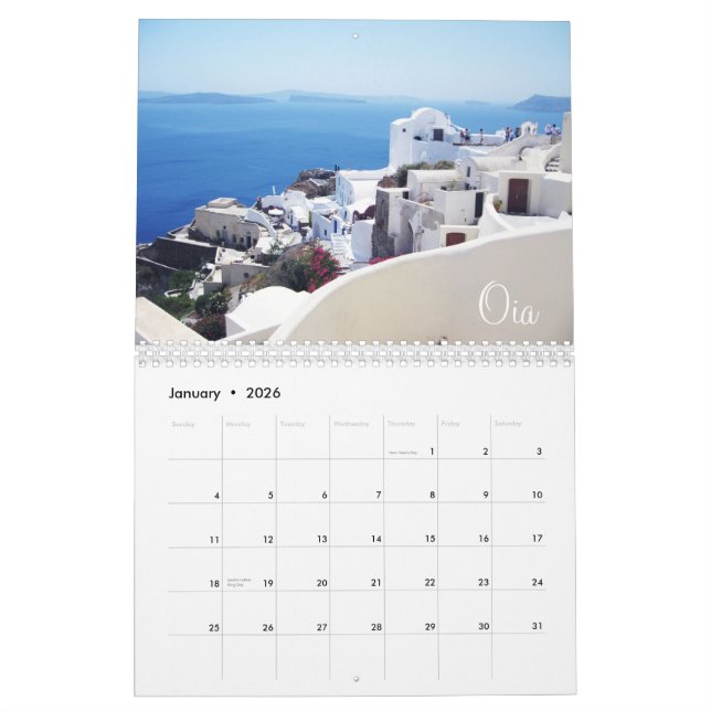 Calendario de Grecia de Santorini (Jan 2026)
