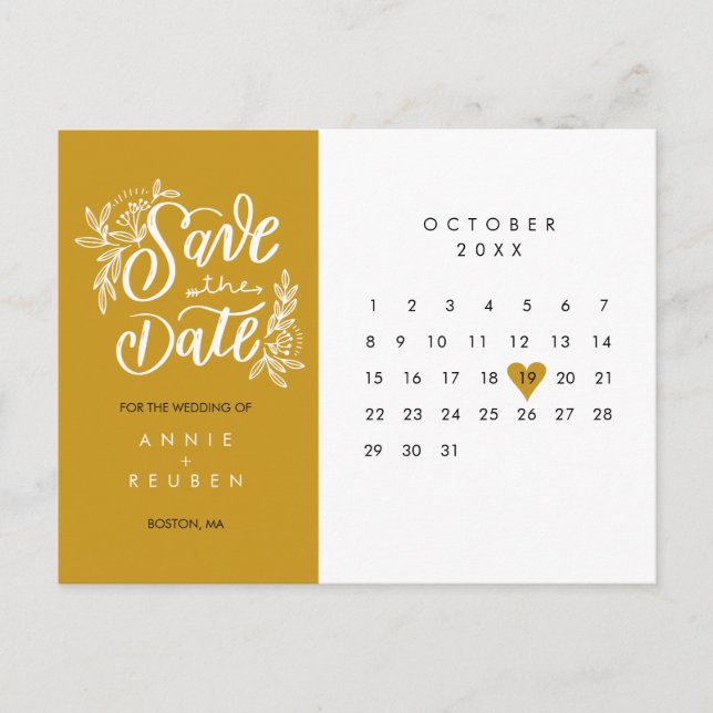 Calendario de Guardar la Fecha Tarjeta Postal de C (Anverso)