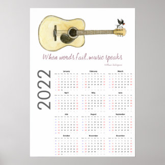 Calendario de Guitarra 2022 Póster