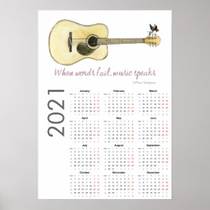 Calendario de Guitarra Póster 2021