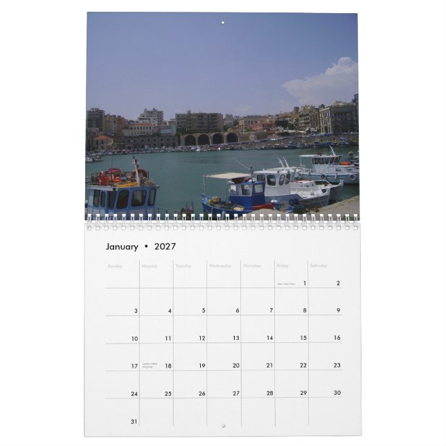 Calendario de Heraklion, Creta (Jan 2027)