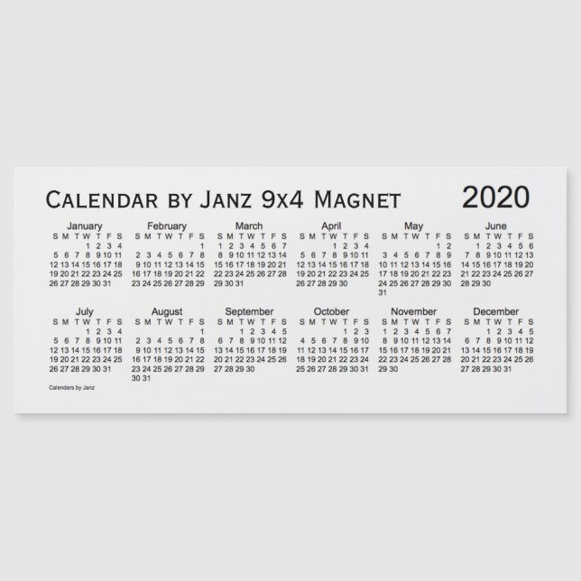 Calendario de Humo Blanco 2020 de Janz 9x4 Magnet (Anverso)