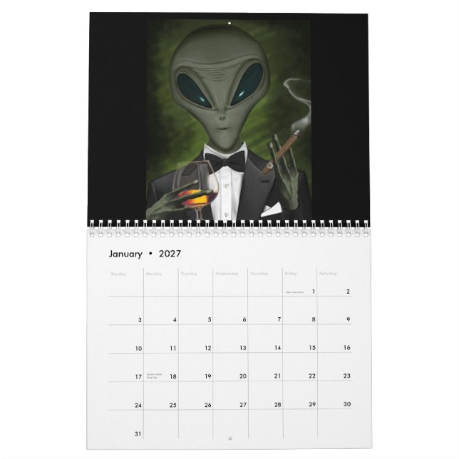Calendario de humor para OVNI y extranjeros (Jan 2027)