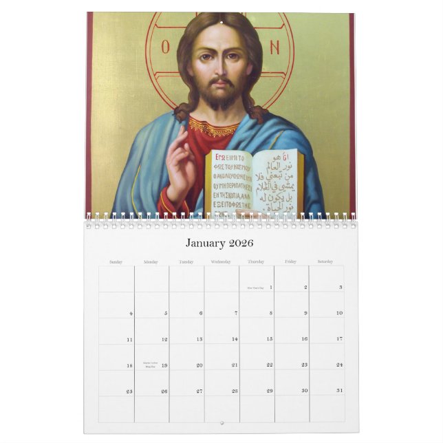 Calendario de iconos cristianos (Jan 2026)