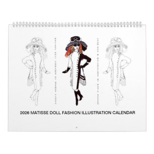 Calendario de ilustraciones de moda de muñecas Mat