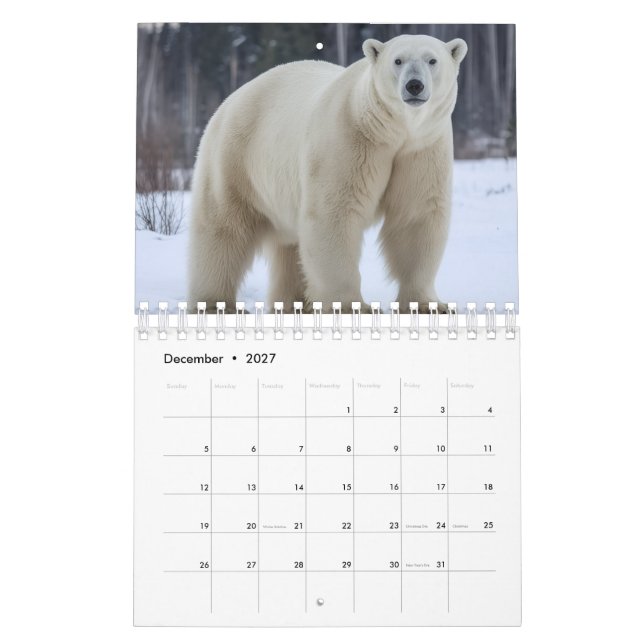 Calendario de imágenes de animales (Dec 2027)