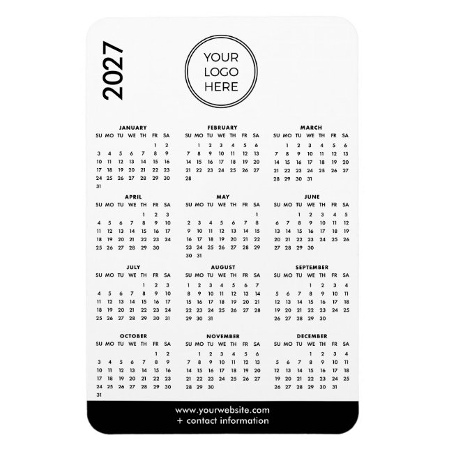 Calendario de imán de logotipo comercial 2027 (Vertical)