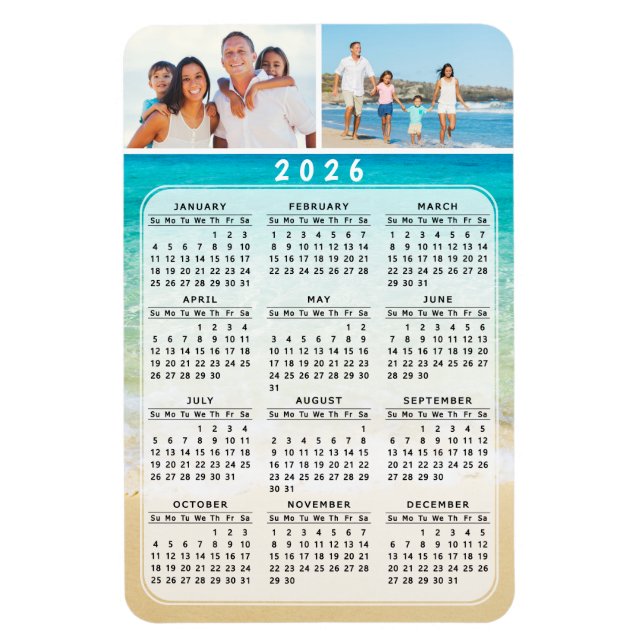 Calendario de imán fotográfico 4x6 2026 Año comple (Vertical)