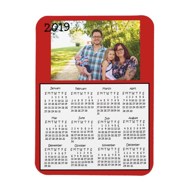 Calendario de imanes Mini Red de fotos personaliza (Vertical)