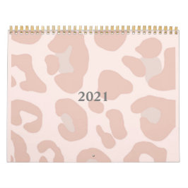 Calendario de impresión de leopardo rosa 2021