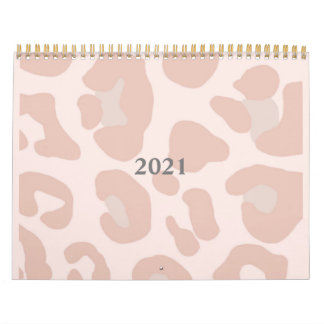 Calendario de impresión de leopardo rosa 2021
