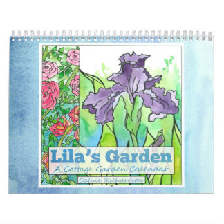 Calendario de jardines de flores de color de agua