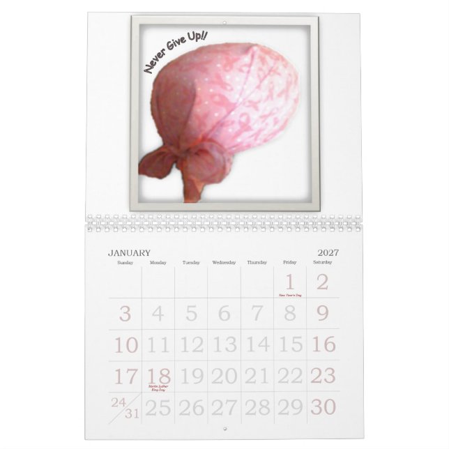 Calendario de la ayuda del cáncer de pecho (Jan 2027)