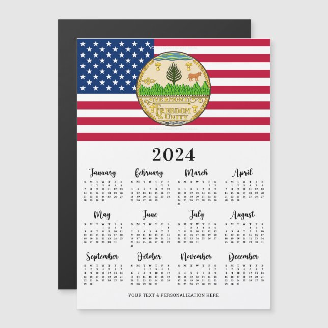 Calendario de la Bandera Americana Patriótica Tu L (Anverso/Reverso)
