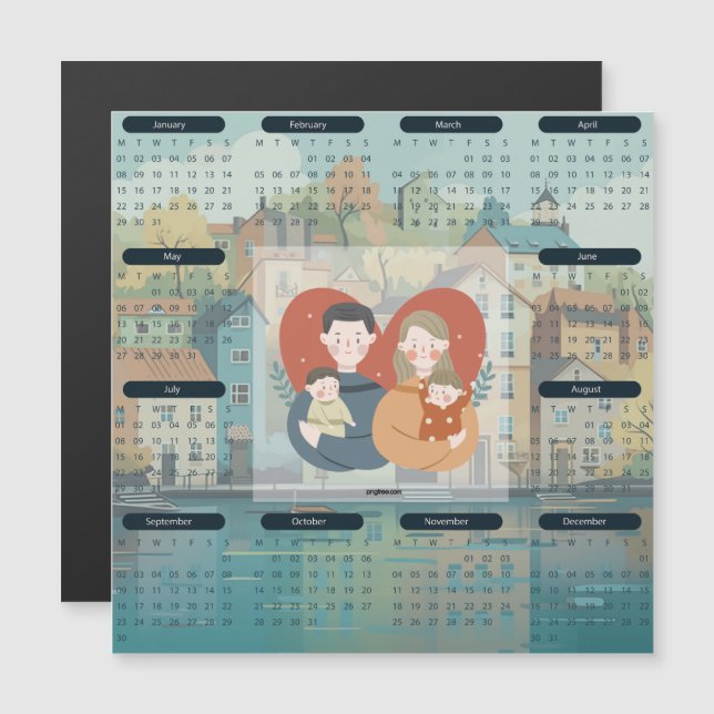 Calendario de la ciudad costera de 2024 (Anverso/Reverso)