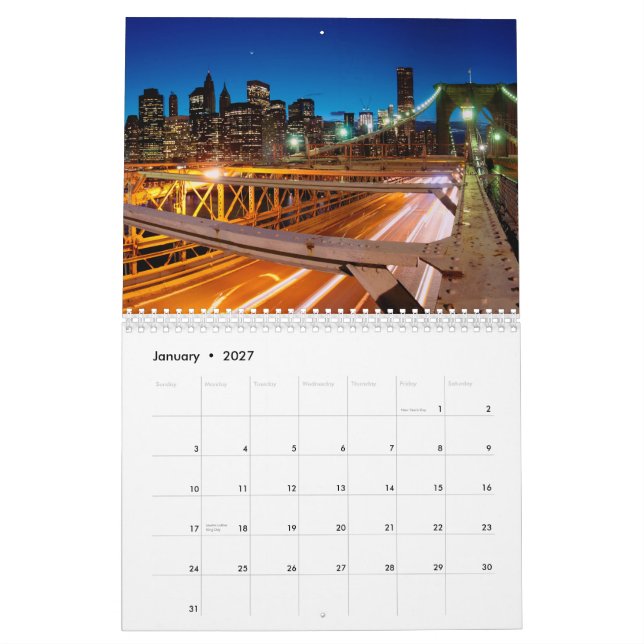 Calendario de la ciudad de Nueva York (Jan 2027)