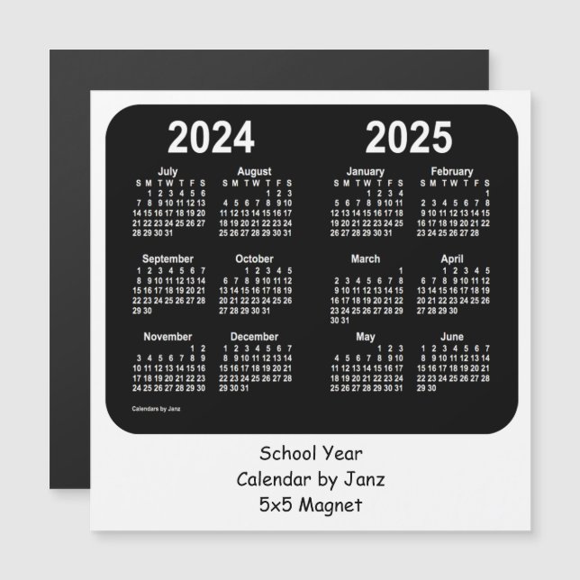 Calendario de la escuela blanca y negra 2024-2025, (Anverso/Reverso)