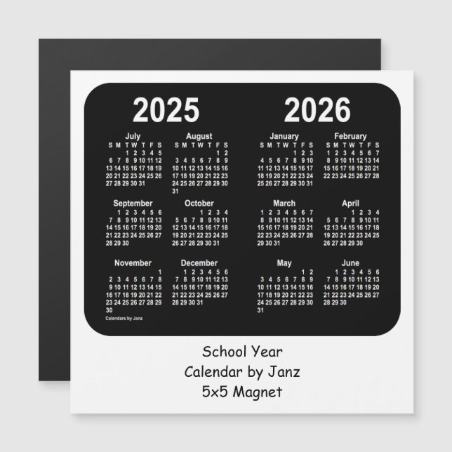 Calendario de la escuela blanca y negra 2025-2026, (Anverso/Reverso)