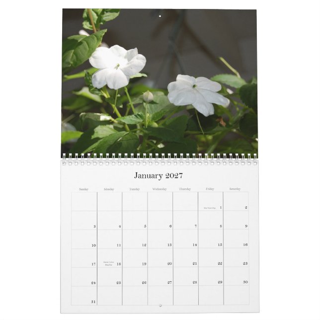 Calendario de la foto de 2008 flores (Jan 2027)