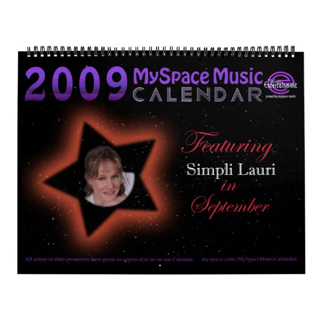 CALENDARIO de la MÚSICA de 2009 MYSPACE que ofrece (Tapa)