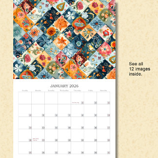 Calendario de la pared de la trama floral