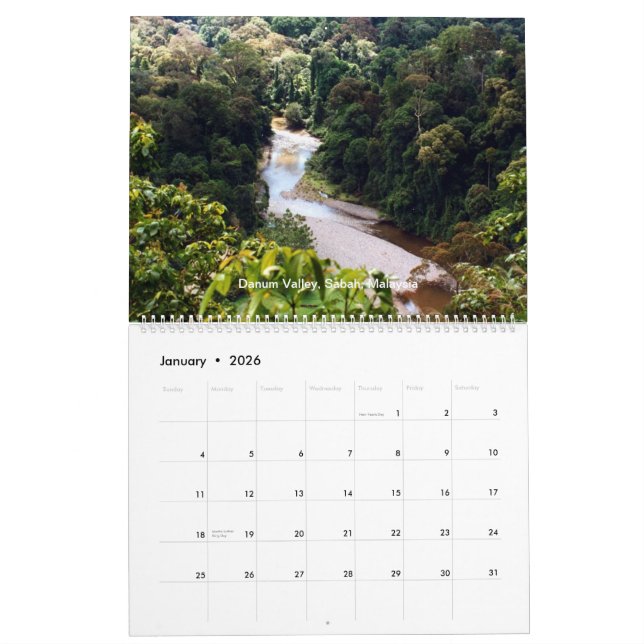 Calendario de la selva tropical de Borneo (Jan 2026)