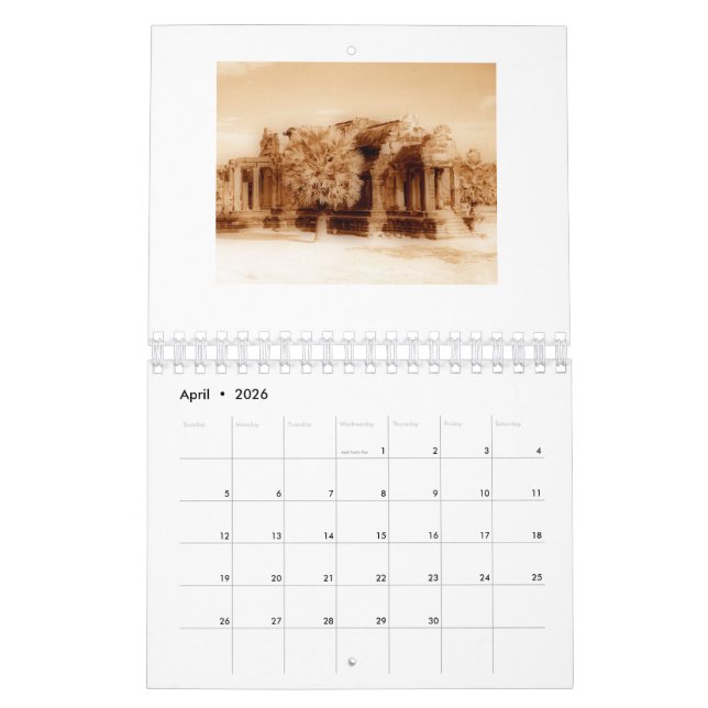 Calendario de la Sepia de Angkor Wat 2022 (Apr 2026)
