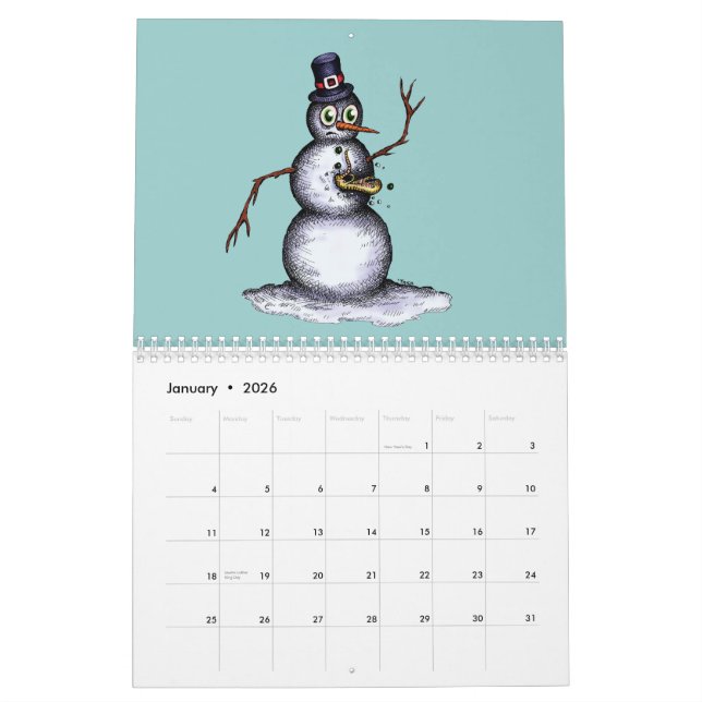 Calendario De la trayectoria batida - arte extraño 'diversión (Jan 2026)