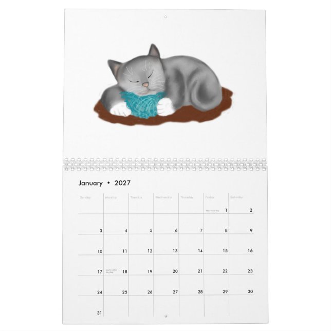 Calendario de las bolas y de los gatitos del (Jan 2027)