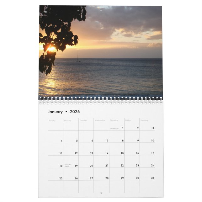 Calendario de las puestas del sol 2009 del océano (Jan 2026)