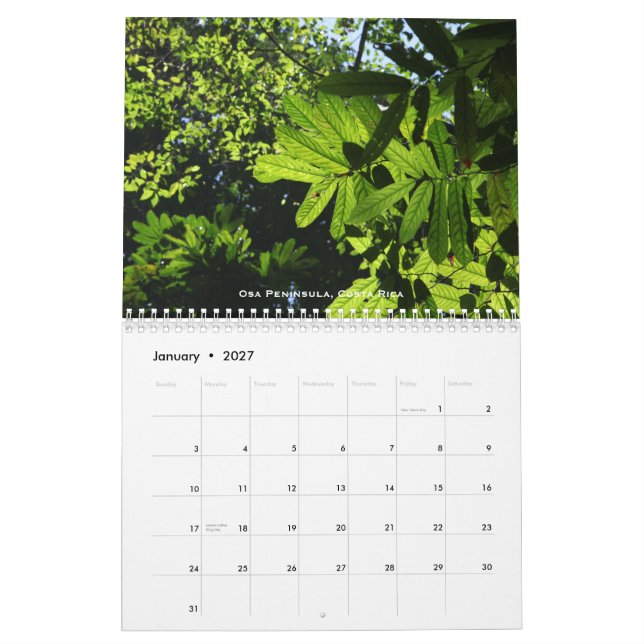 Calendario de las selvas tropicales (Jan 2027)