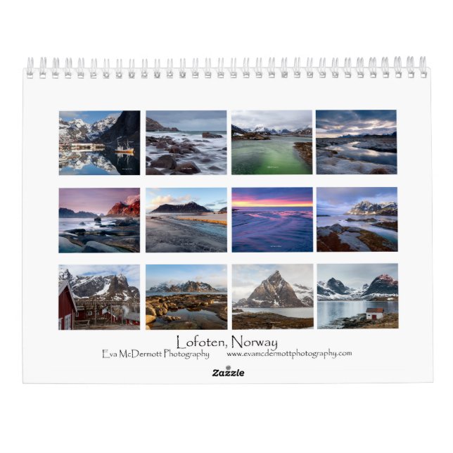 Calendario de Lofoten Noruega (Reverso)