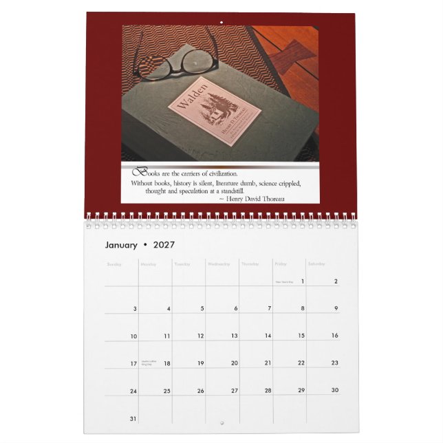Calendario de los aficionados a los libros (Jan 2027)