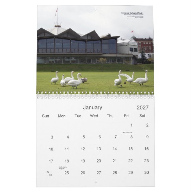 Calendario de los cisnes de Stratford (Jan 2027)